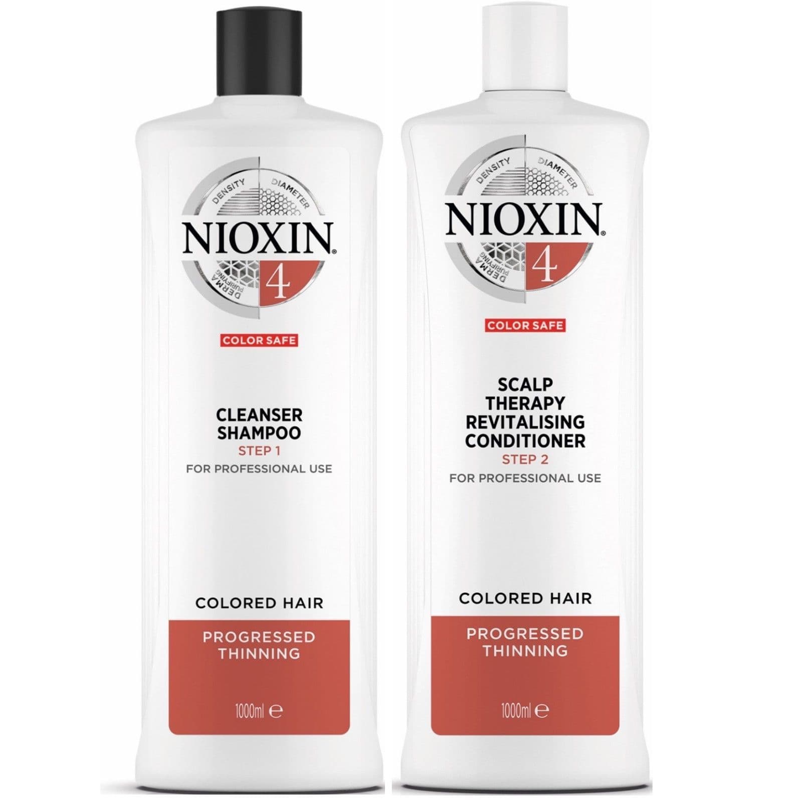 Nioxin System 4 Cleanser Shampoo and Scalp Therapy Revitalising Conditioner 1000ml Bundle